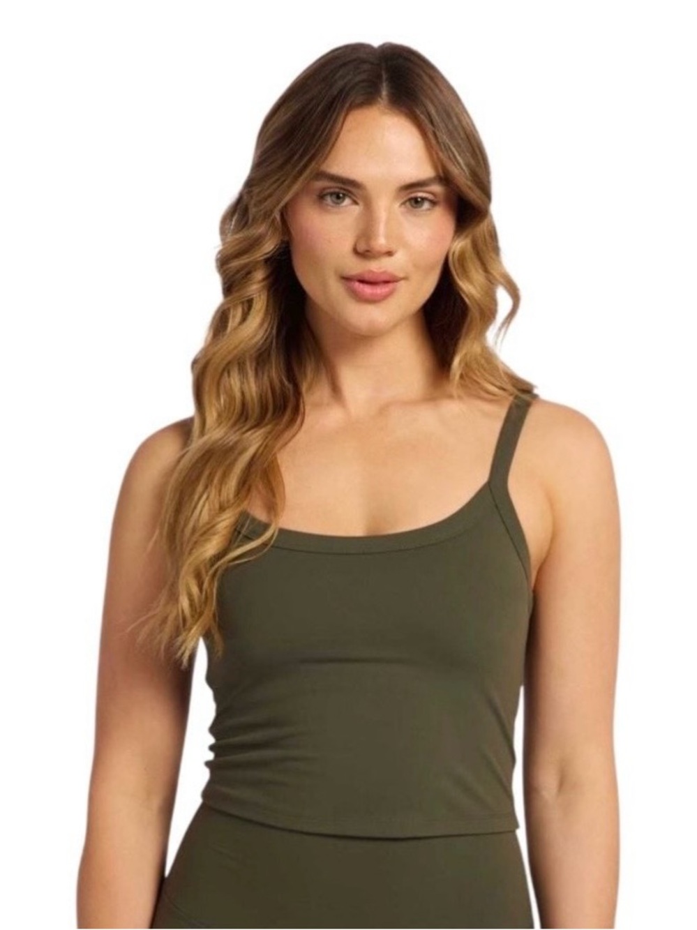 nuuds Elevate Scoop Tank Sleeveless Top in Darkest Olive